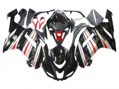 Preisgünstige Kawasaki ZX6R Motorrad Verkleidung 2007-2008 - Schwarz Silber Rot Ninja