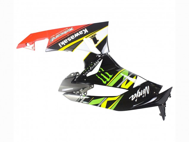 Preisgünstige Kawasaki ZX6R Motorrad Verkleidung 2009-2012 - Grun Glanzendes Schwarz Gelb Weiss Rot Elf Monster