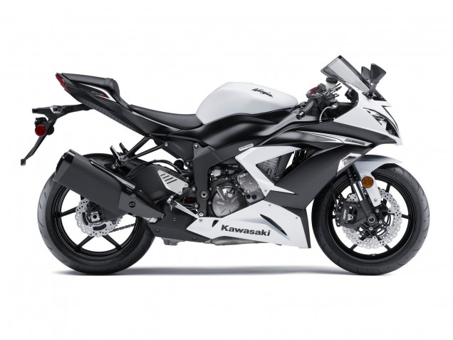 Preisgünstige Kawasaki ZX6R Motorrad Verkleidung 2009-2012 - Weiss Matt Schwarz
