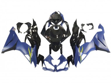 Preisgünstige Kawasaki ZX6R Motorrad Verkleidung 2009-2012 - Blau Glanzendes Schwarz Gelb