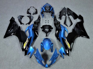 Preisgünstige Kawasaki ZX6R Motorrad Verkleidung 2009-2012 - Blau Glanzendes Schwarz Gelb