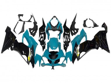 Preisgünstige Kawasaki ZX6R Motorrad Verkleidung 2009-2012 - Hellblau Glanzendes Schwarz Gelb