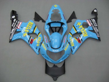 Preisgünstige Suzuki GSXR1000 Motorrad Verkleidung 2000-2002 - Hellblau Gelb Schwarz Motul Rizla