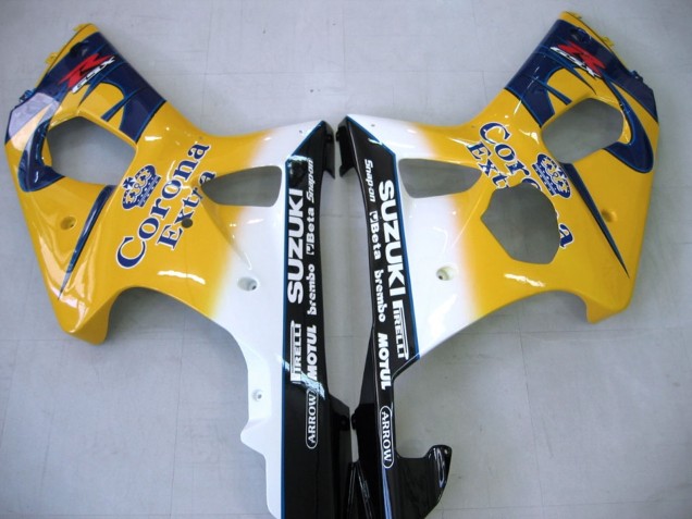 Preisgünstige Suzuki GSXR1000 Motorrad Verkleidung 2000-2002 - Gelb Dunkel Blau Weiss Motul Corona