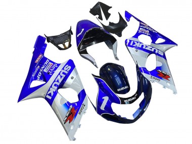 Preisgünstige Suzuki GSXR1000 Motorrad Verkleidung 2000-2002 - Blau Weiss Silber Castrol Dunlop