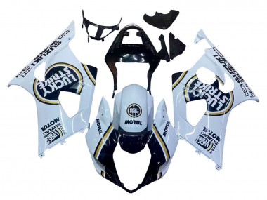 Preisgünstige Suzuki GSXR 1000 Motorrad Verkleidung 2003-2004 - Weiss Schwarz Gold Motul Lucky Strike
