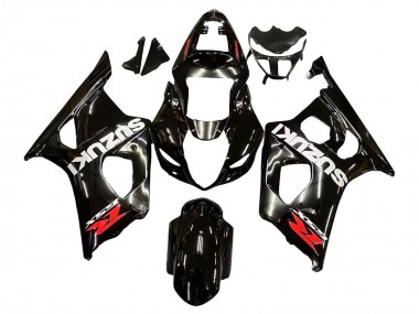 Preisgünstige Suzuki GSXR 1000 Motorrad Verkleidung 2003-2004 - Glanzendes Schwarz Weiss Rot Aufkleber