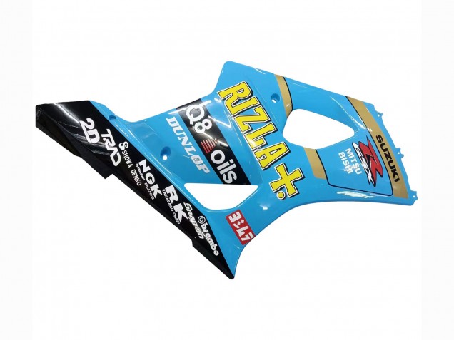 Preisgünstige Suzuki GSXR 1000 Motorrad Verkleidung 2003-2004 - Hellblau Gelb Schwarz Rizla Motul