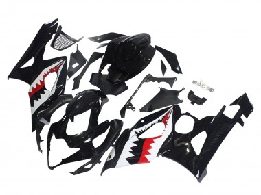 Preisgünstige Suzuki GSXR 1000 Motorrad Verkleidung 2005-2006 - Glanzendes Schwarz Rot Weiss Hai
