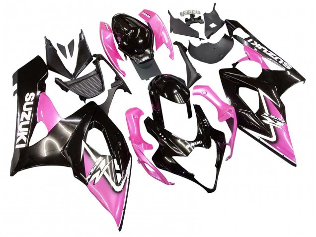 Preisgünstige Suzuki GSXR 1000 Motorrad Verkleidung 2005-2006 - Glanzendes Schwarz Rosa