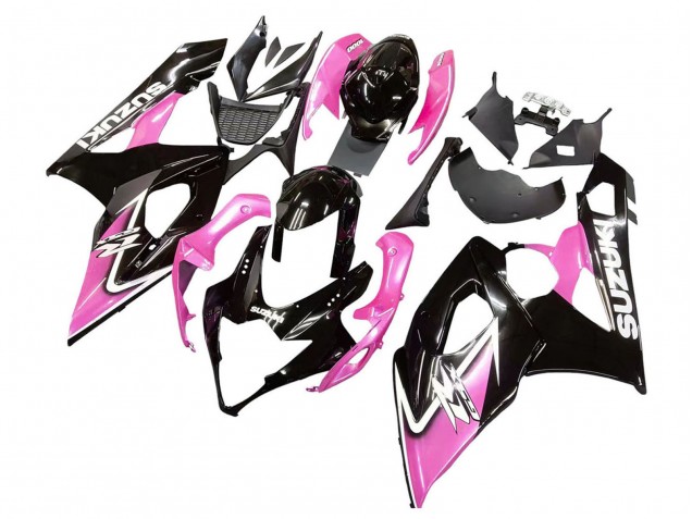 Preisgünstige Suzuki GSXR 1000 Motorrad Verkleidung 2005-2006 - Glanzendes Schwarz Rosa