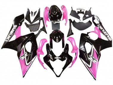 Preisgünstige Suzuki GSXR 1000 Motorrad Verkleidung 2005-2006 - Glanzendes Schwarz Rosa