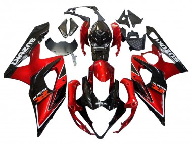 Preisgünstige Suzuki GSXR 1000 Motorrad Verkleidung 2005-2006 - Rot Glanzendes Schwarz