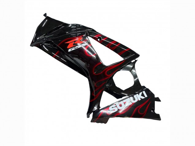 Preisgünstige Suzuki GSXR 1000 Motorrad Verkleidung 2007-2008 - Schwarz Rot Flamme