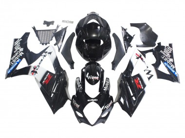 Preisgünstige Suzuki GSXR 1000 Motorrad Verkleidung 2007-2008 - Glanzendes Schwarz Weiss West