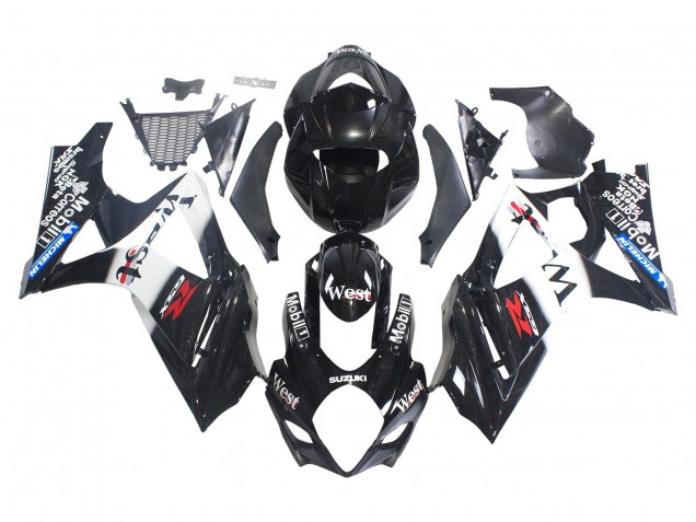 Preisgünstige Suzuki GSXR 1000 Motorrad Verkleidung 2007-2008 - Glanzendes Schwarz Weiss West