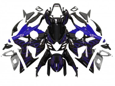 Preisgünstige Suzuki GSXR 1000 Motorrad Verkleidung 2007-2008 - Glanzendes Schwarz Blau Flamme