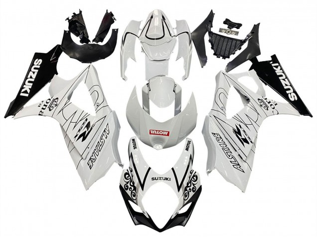 Preisgünstige Suzuki GSXR 1000 Motorrad Verkleidung 2007-2008 - Weiss Schwarz Alstare Corona Motul