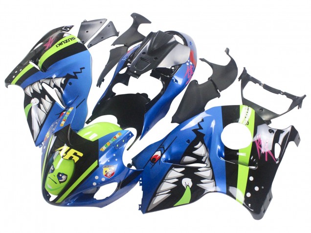 Preisgünstige Suzuki GSXR 1300 Hayabusa Motorrad Verkleidung 1996-2007 - Blau Grun Hai 46