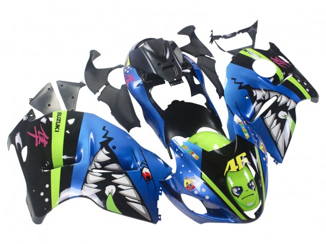 Preisgünstige Suzuki GSXR 1300 Hayabusa Motorrad Verkleidung 1996-2007 - Blau Grun Hai 46