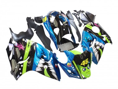 Preisgünstige Suzuki GSXR 1300 Hayabusa Motorrad Verkleidung 2008-2020 - Blau Grun Schwarz Hai 46