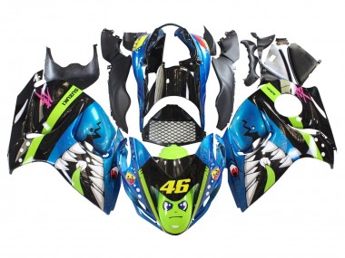 Preisgünstige Suzuki GSXR 1300 Hayabusa Motorrad Verkleidung 2008-2020 - Blau Grun Schwarz Hai 46