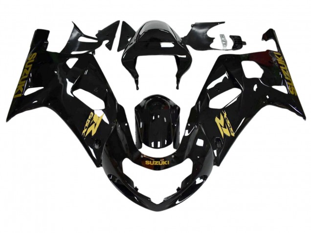 Preisgünstige Suzuki GSXR 600 / GSXR 750 Motorrad Verkleidung 2001-2003 - Glanzendes Schwarz Gold Aufkleber