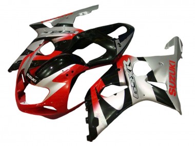 Preisgünstige Suzuki GSXR 600 / GSXR 750 Motorrad Verkleidung Kit 2001-2003 - Silber Rot Glanzendes Schwarz