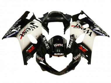 Preisgünstige Suzuki GSXR 600 / GSXR 750 Motorrad Verkleidung 2001-2003 - Glanzendes Schwarz Weiss West Rot