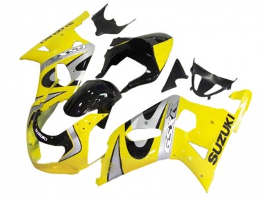 Preisgünstige Suzuki GSXR 600 / GSXR 750 Motorrad Verkleidung Kit 2001-2003 - Gelb Silber Glanzendes Schwarz