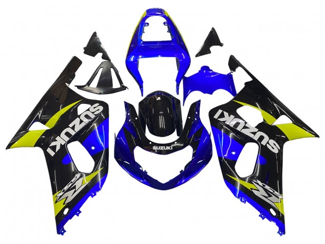 Preisgünstige Suzuki GSXR 600 / GSXR 750 Motorrad Verkleidung 2001-2003 - Blau Gelb Glanzendes Schwarz