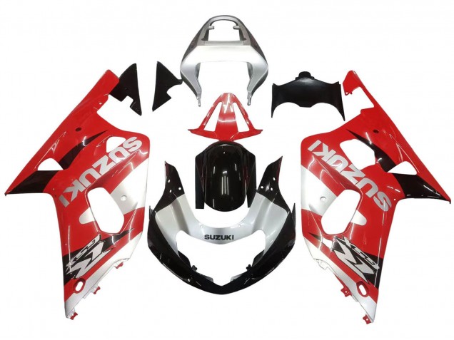 Preisgünstige Suzuki GSXR 600 / GSXR 750 Motorrad Verkleidung 2001-2003 - Rot Weiss Glanzendes Schwarz