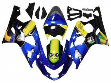Preisgünstige Suzuki GSXR 600 / GSXR 750 Motorrad Verkleidung 2004-2005 - Blau Gelb Schwarz Hai