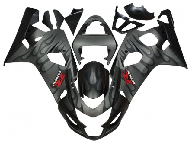 Preisgünstige Suzuki GSXR 600 / GSXR 750 Motorrad Verkleidung 2004-2005 - Grau Schwarz Flamme