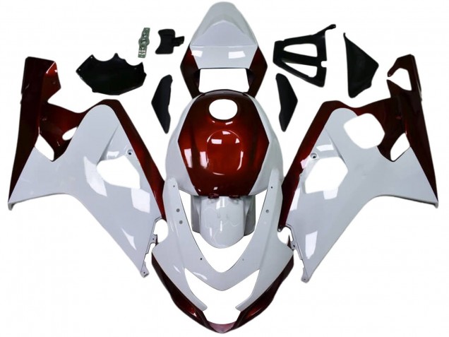 Preisgünstige Suzuki GSXR 600 / GSXR 750 Motorrad Verkleidung 2004-2005 - Weiss Bonbon Rot Schwarz