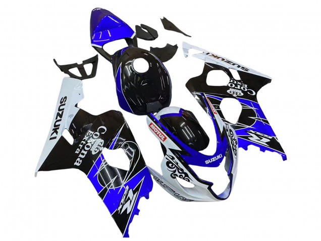Preisgünstige Suzuki GSXR 600 / GSXR 750 Motorrad Verkleidung 2004-2005 - Weiss Blau Schwarz Corona Motul