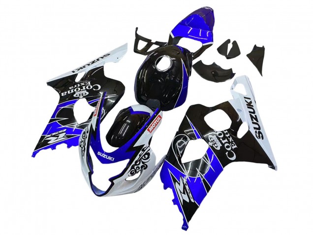 Preisgünstige Suzuki GSXR 600 / GSXR 750 Motorrad Verkleidung 2004-2005 - Weiss Blau Schwarz Corona Motul