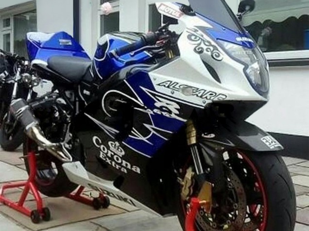 Preisgünstige Suzuki GSXR 600 / GSXR 750 Motorrad Verkleidung 2004-2005 - Weiss Blau Schwarz Corona Motul