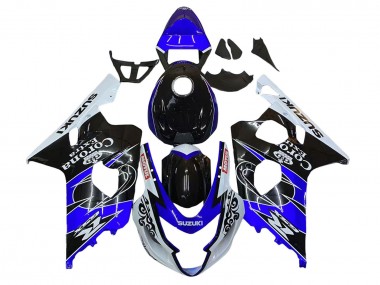 Preisgünstige Suzuki GSXR 600 / GSXR 750 Motorrad Verkleidung 2004-2005 - Weiss Blau Schwarz Corona Motul
