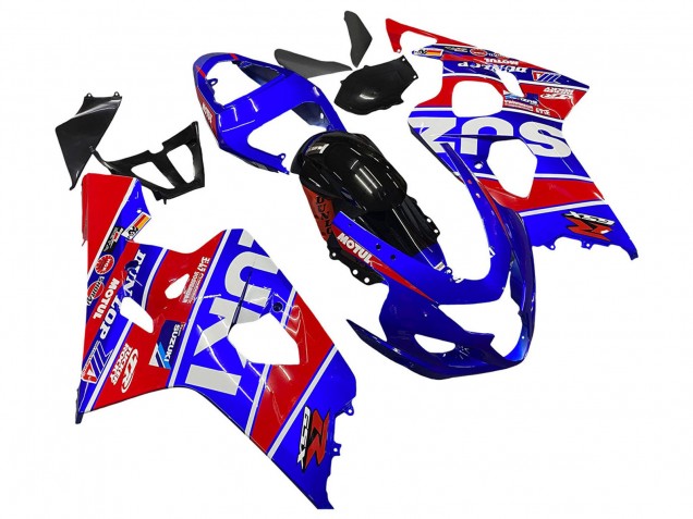 Preisgünstige Suzuki GSXR 600 / GSXR 750 Motorrad Verkleidung 2004-2005 - Blau Rot Schwarz Motul Dunlop
