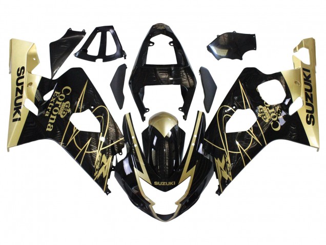 Preisgünstige Suzuki GSXR 600 / GSXR 750 Motorrad Verkleidung 2004-2005 - Glanzendes Schwarz Gold Corona