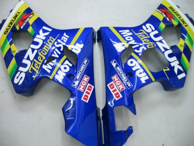 Preisgünstige Suzuki GSXR 600 / GSXR 750 Motorrad Verkleidung 2004-2005 - Blau Weiss Gelb Grun Telefumica Motul MoviStar