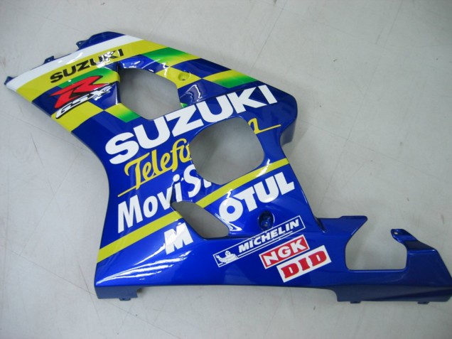 Preisgünstige Suzuki GSXR 600 / GSXR 750 Motorrad Verkleidung 2004-2005 - Blau Weiss Gelb Grun Telefumica Motul MoviStar