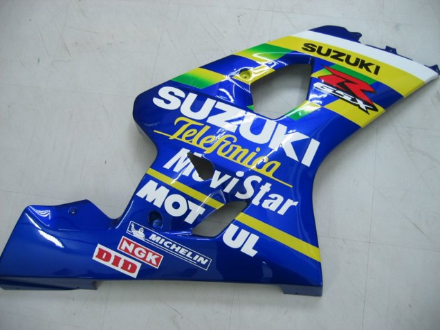 Preisgünstige Suzuki GSXR 600 / GSXR 750 Motorrad Verkleidung 2004-2005 - Blau Weiss Gelb Grun Telefumica Motul MoviStar