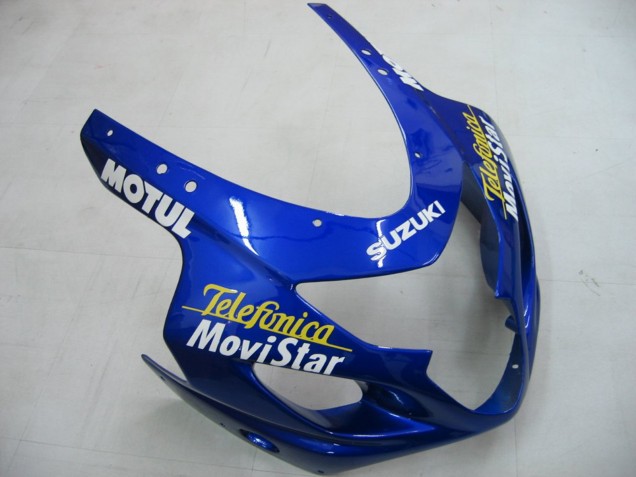 Preisgünstige Suzuki GSXR 600 / GSXR 750 Motorrad Verkleidung 2004-2005 - Blau Weiss Gelb Grun Telefumica Motul MoviStar
