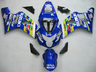 Preisgünstige Suzuki GSXR 600 / GSXR 750 Motorrad Verkleidung 2004-2005 - Blau Weiss Gelb Grun Telefumica Motul MoviStar