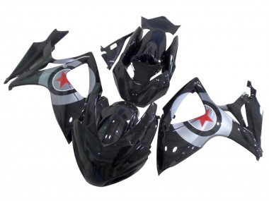 Preisgünstige Suzuki GSXR 600 / GSXR 750 Motorrad Verkleidung 2004-2005 - Glanzendes Schwarz Silber Rot Stern