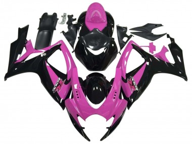 Preisgünstige Suzuki GSXR 600 / GSXR 750 Motorrad Verkleidung 2006-2007 - Rosa Glanzendes Schwarz