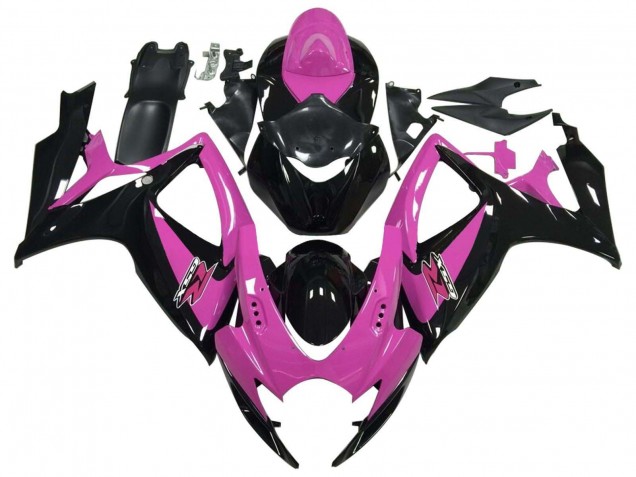 Preisgünstige Suzuki GSXR 600 / GSXR 750 Motorrad Verkleidung 2006-2007 - Rosa Glanzendes Schwarz