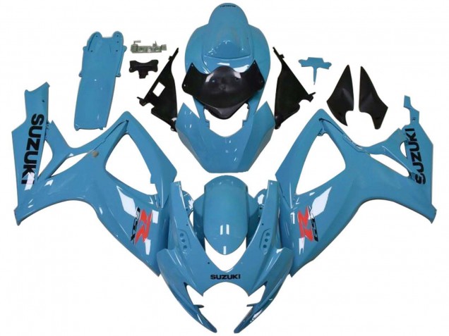Preisgünstige Suzuki GSXR 600 / GSXR 750 Motorrad Verkleidung 2006-2007 - Hellblau Schwarz Rot